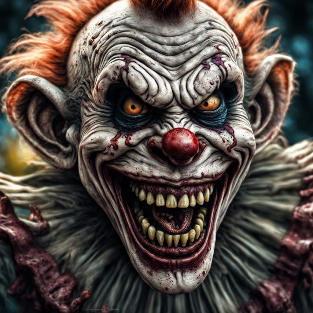 Grinning Maniacal Zombie Monkey Clown in HDR