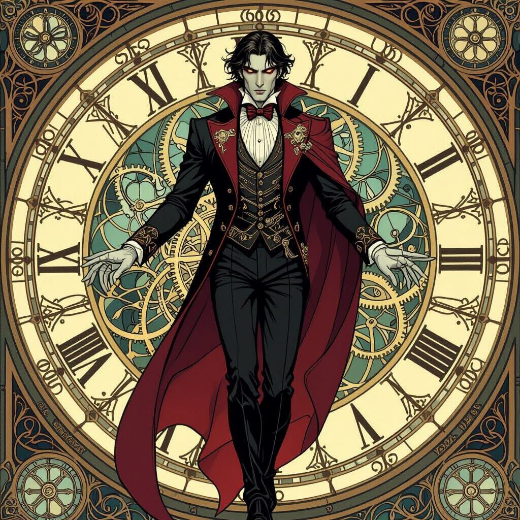 Vampire Chronos in Clock Tower, Art Nouveau Style