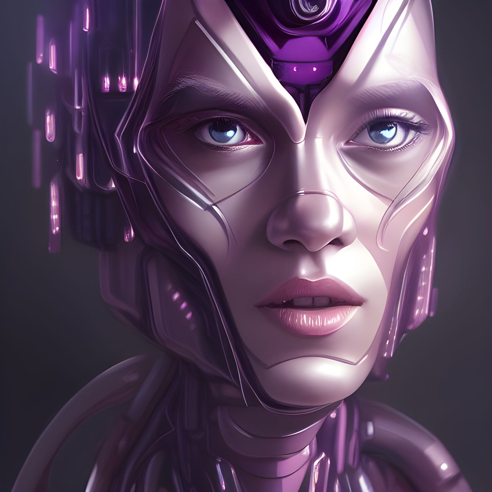 Female Galactus Portrait with Cybernetic Body in Digital Art