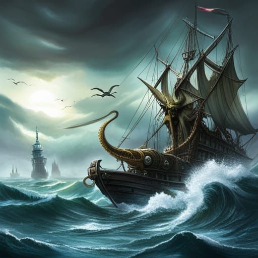 Cthulhu Rises: A Colorful, Fantastical Sea Monster