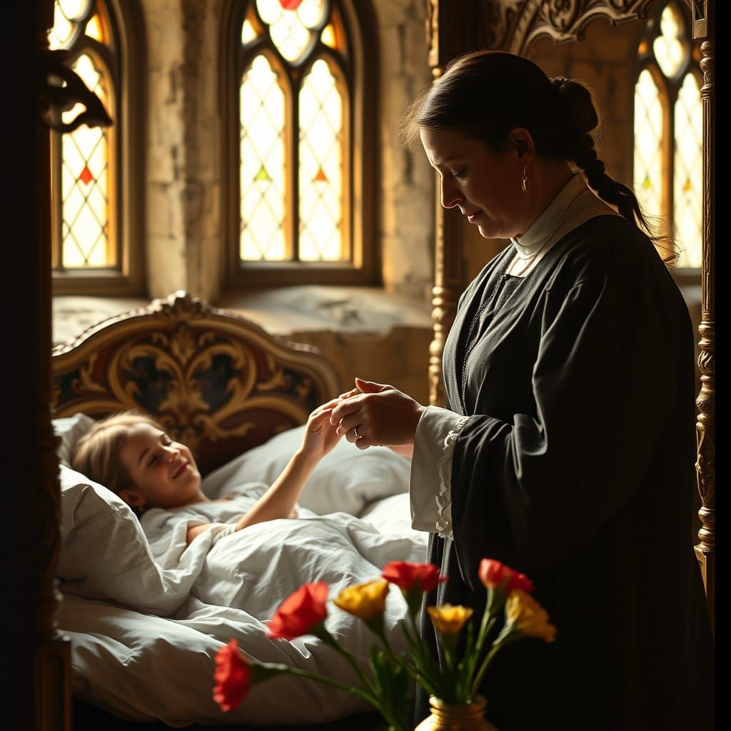 Mother's Bittersweet Goodbye in a Medieval Castle