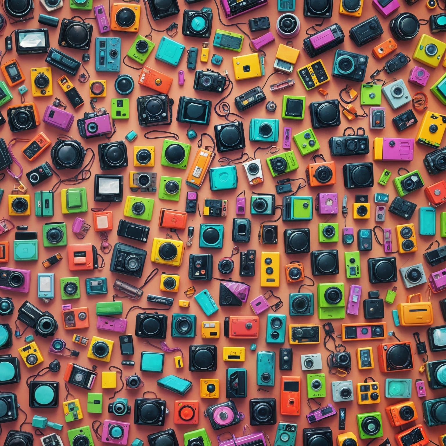 Vibrant Collage of Popular Products in Detailed Digital Pain...