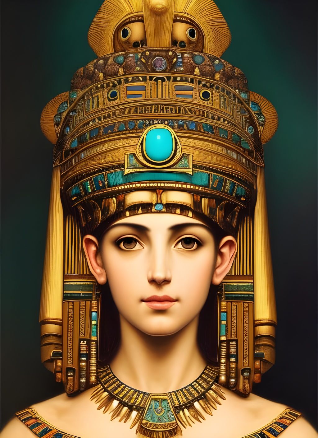 Cleopatra Portrait with Ornate Crown, Hyperdetailed Fantasy ...