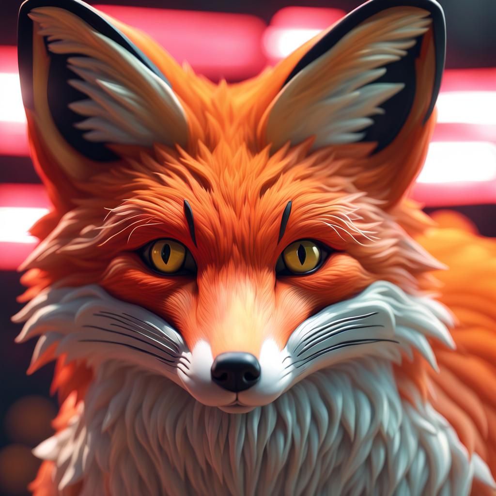Kaleidoscopic Red Fox Portrait in Clowncore Style