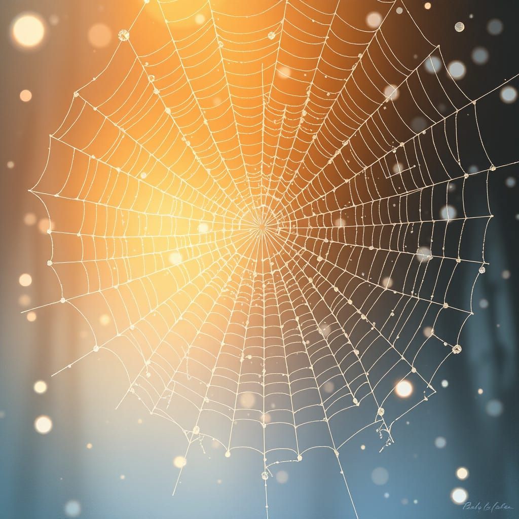 Winter Wonderland Scene with Crystal Web and Snowflakes in I...