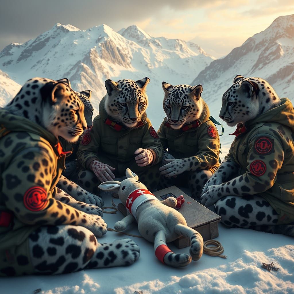 Furry Snow Leopards Unite for Heartwarming First Aid Trainin...