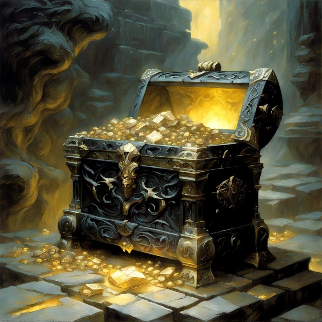 Ornate Treasure Chest in Fantasy Art Style