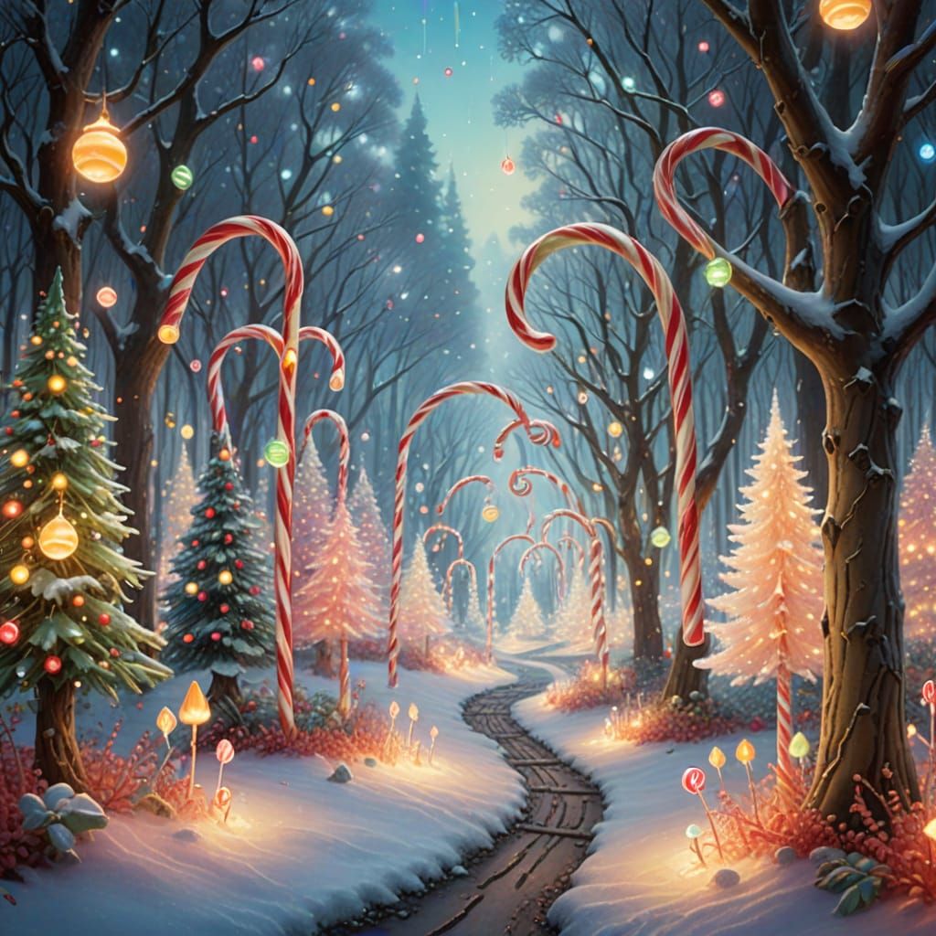 Gumdrops Dance in Sparkling Candy Cane Forest