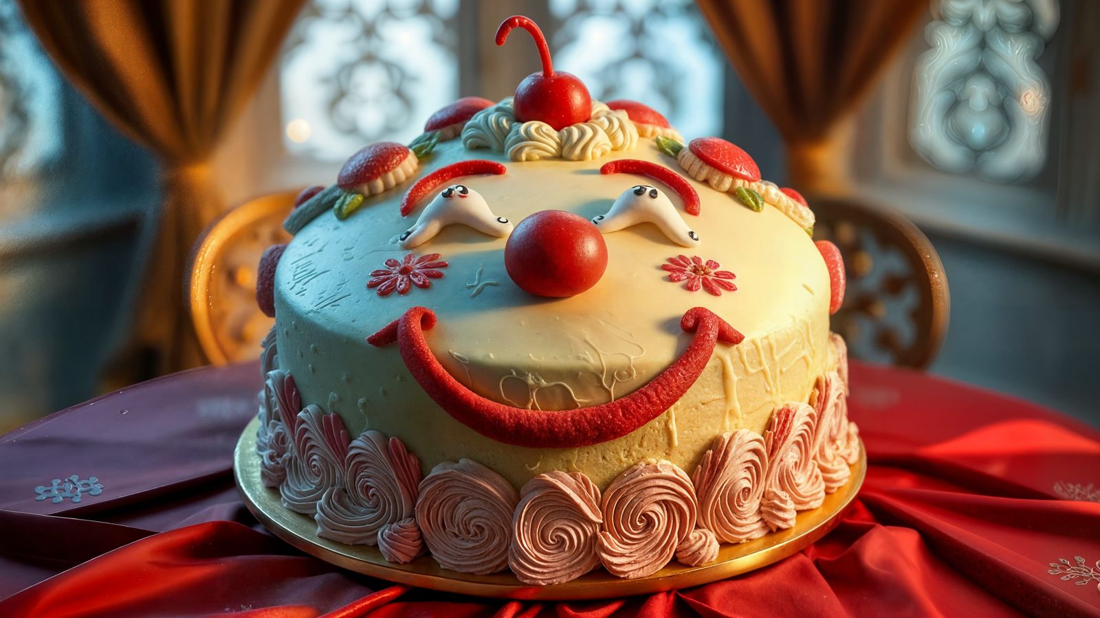 Joyful Birthday Cake Portrait in Intricate 4k Detail