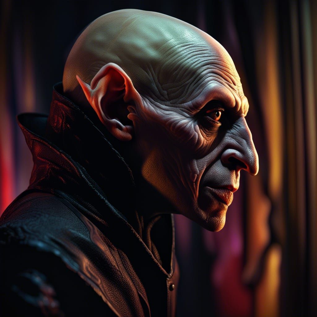 Hyperrealistic Nosferatu Portrait with Dramatic Lighting