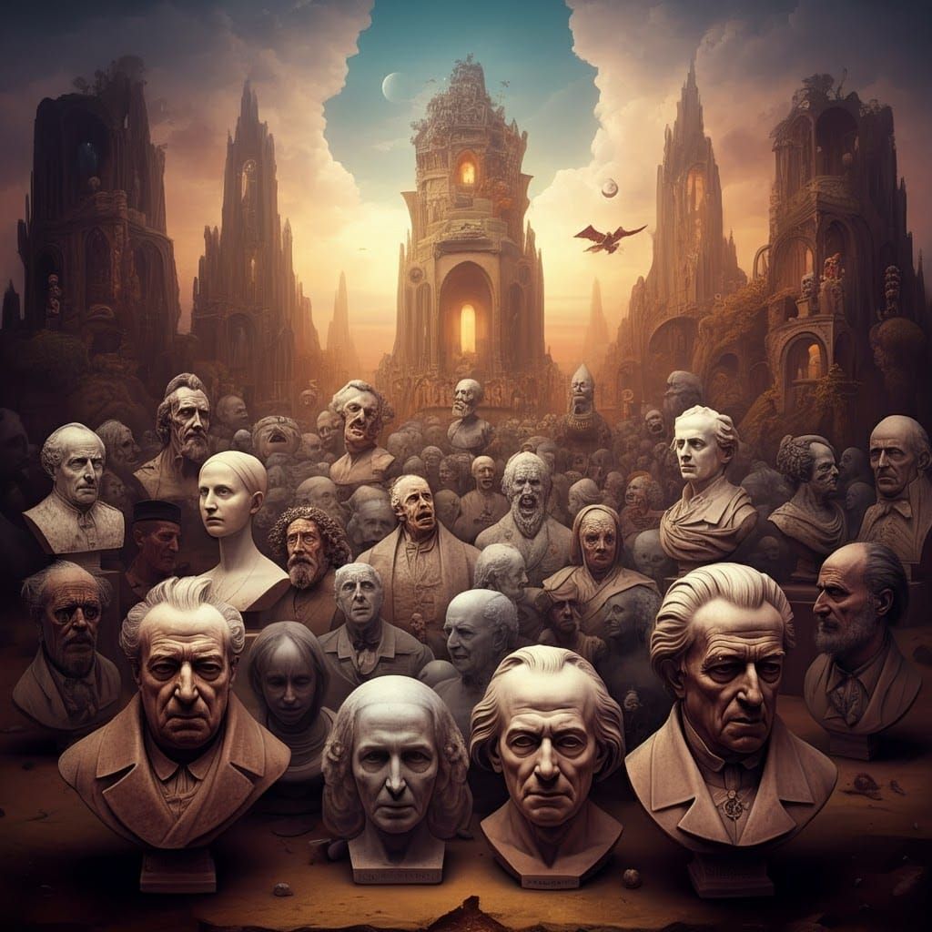 Surreal Bust Landscape in Twilight Tones