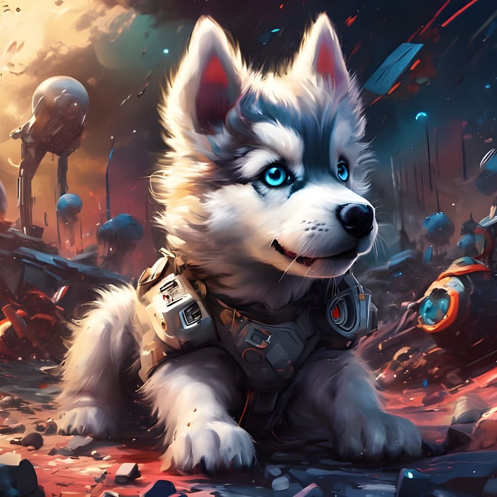 Adorable Husky Puppy Portrait