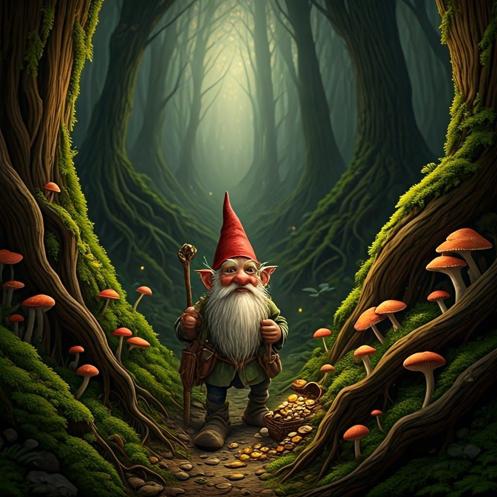 Gnome's Treasure Hunt in Mystical Forest