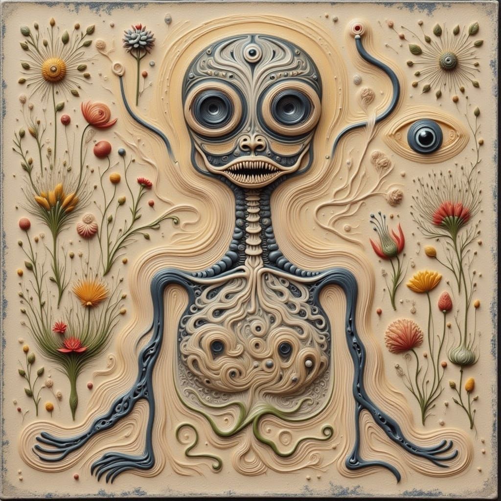Surreal Alien Landscape with Smoky Earthy Texture