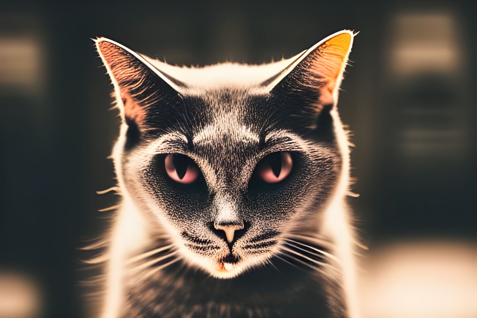 Spooky Cat Under Full Moon, Professional Photography