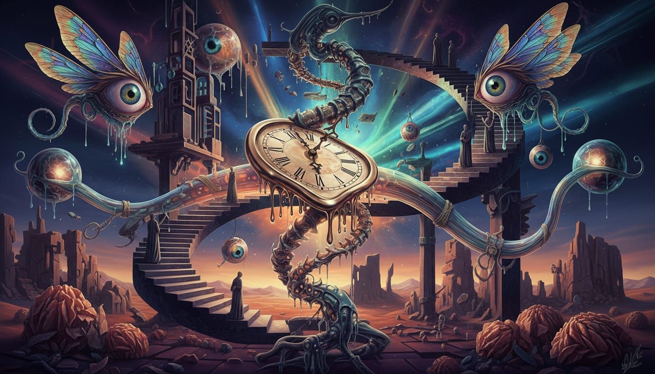 Surreal Collage of Organic and Geometric Forms