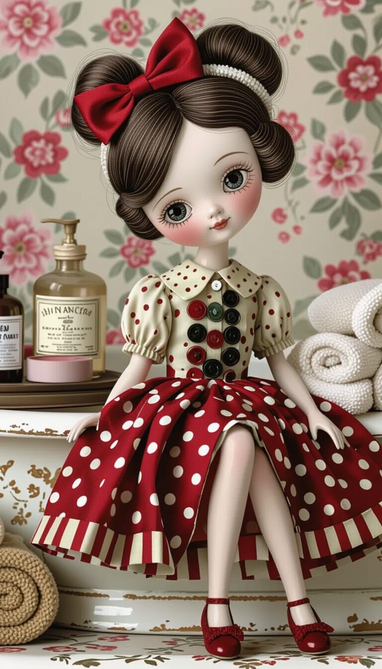 Charming Porcelain Doll in Beatrix Potter Style
