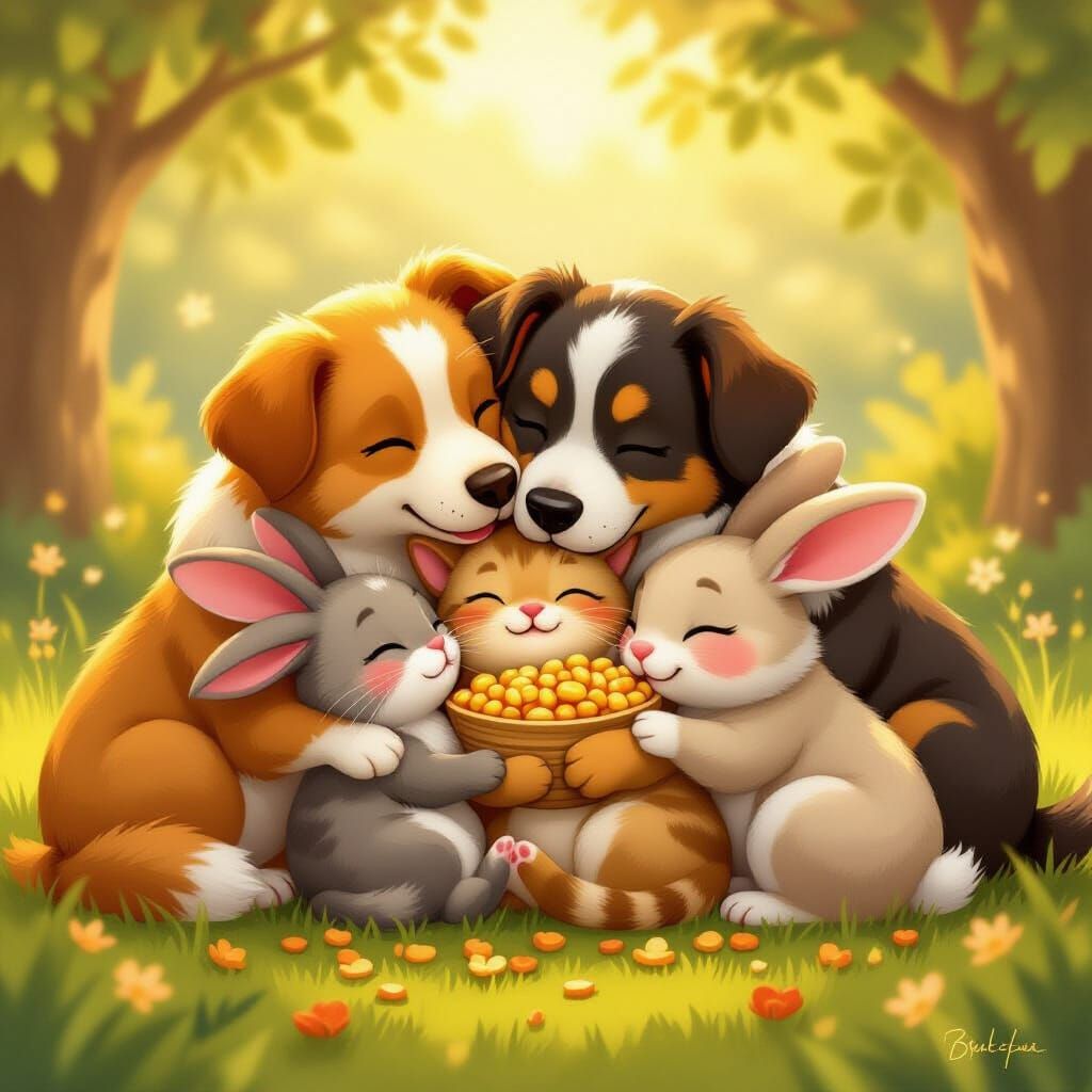 Heartwarming Animal Friendship Painting