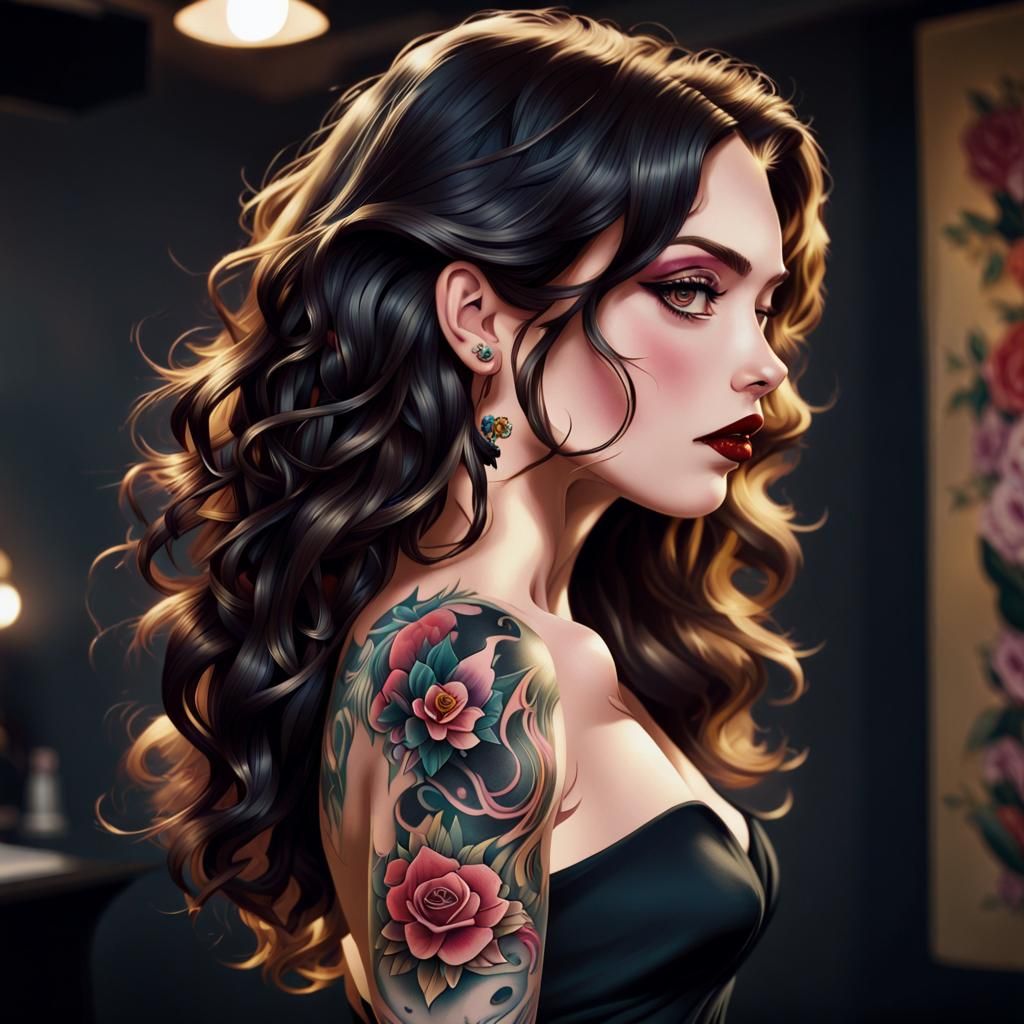 Anime Tattoo Artist in Studio Trigger Style