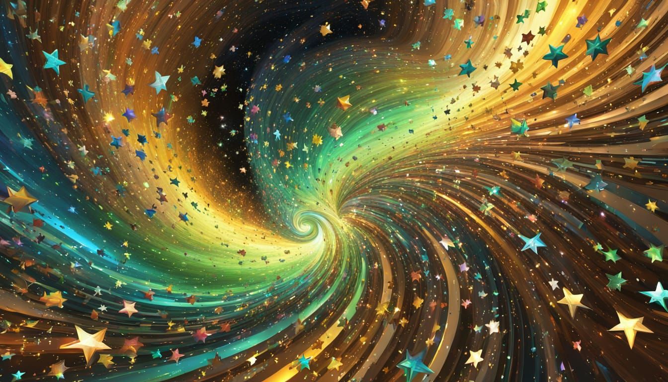 Iridescent Celestial Vortex in Cyberpunk Style