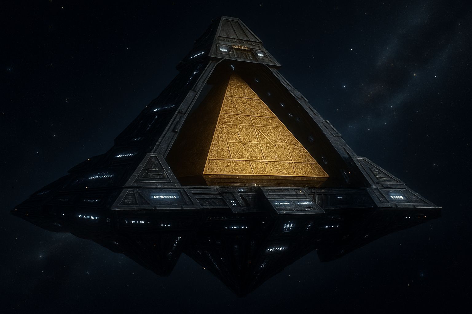 Massive Goa'uld Ha'tak Mothership in Deep Space