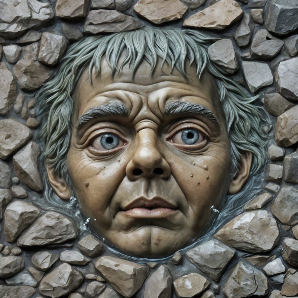 Hyperrealistic Seafaring Spirit on Underwater Rock