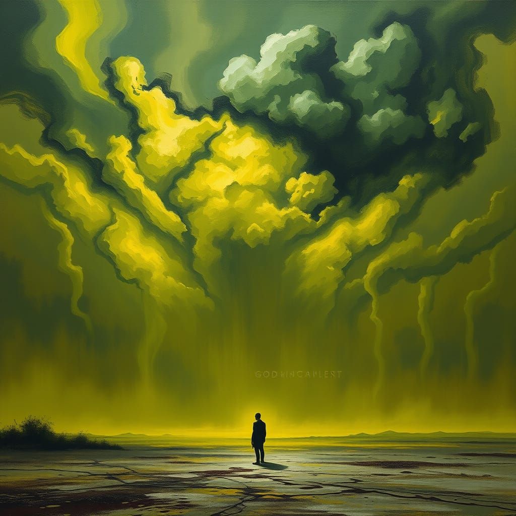 A Figure in a Toxic, Post-Apocalyptic Wasteland