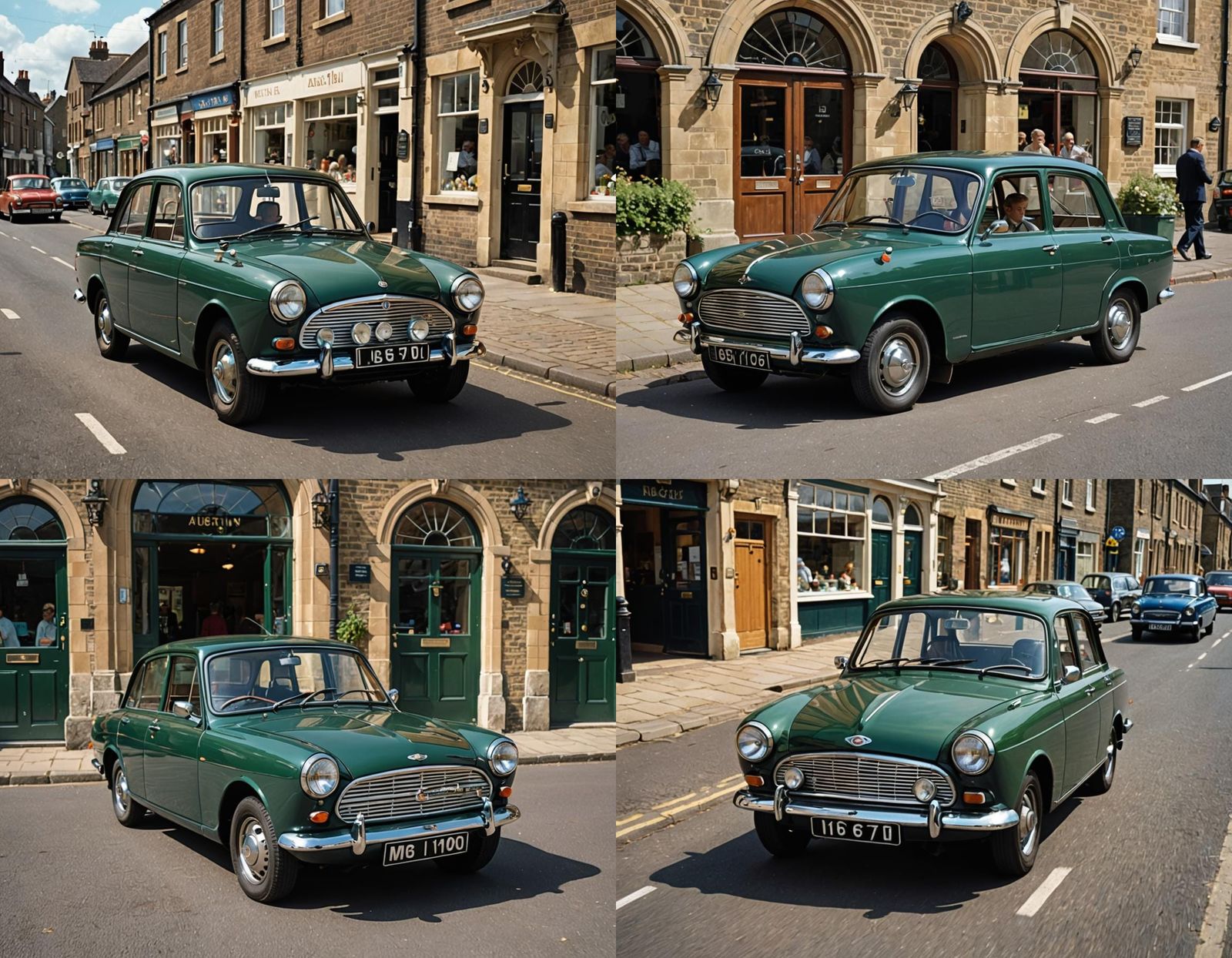 Classic 1966 Austin 1100 in British Racing Green