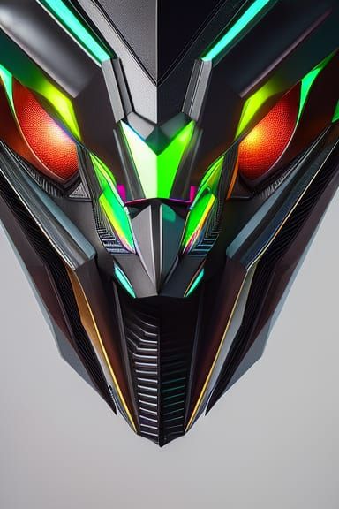 Cyberpunk Dragon Head Portrait in Neon Colors