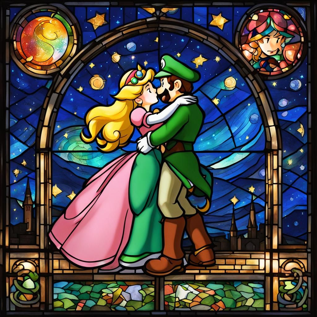 Princess Peach and Luigi Kissing