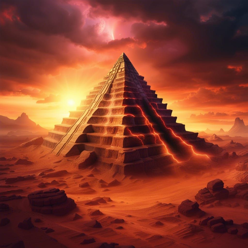 Magical Pyramid Floating in Desert Thunderstorm
