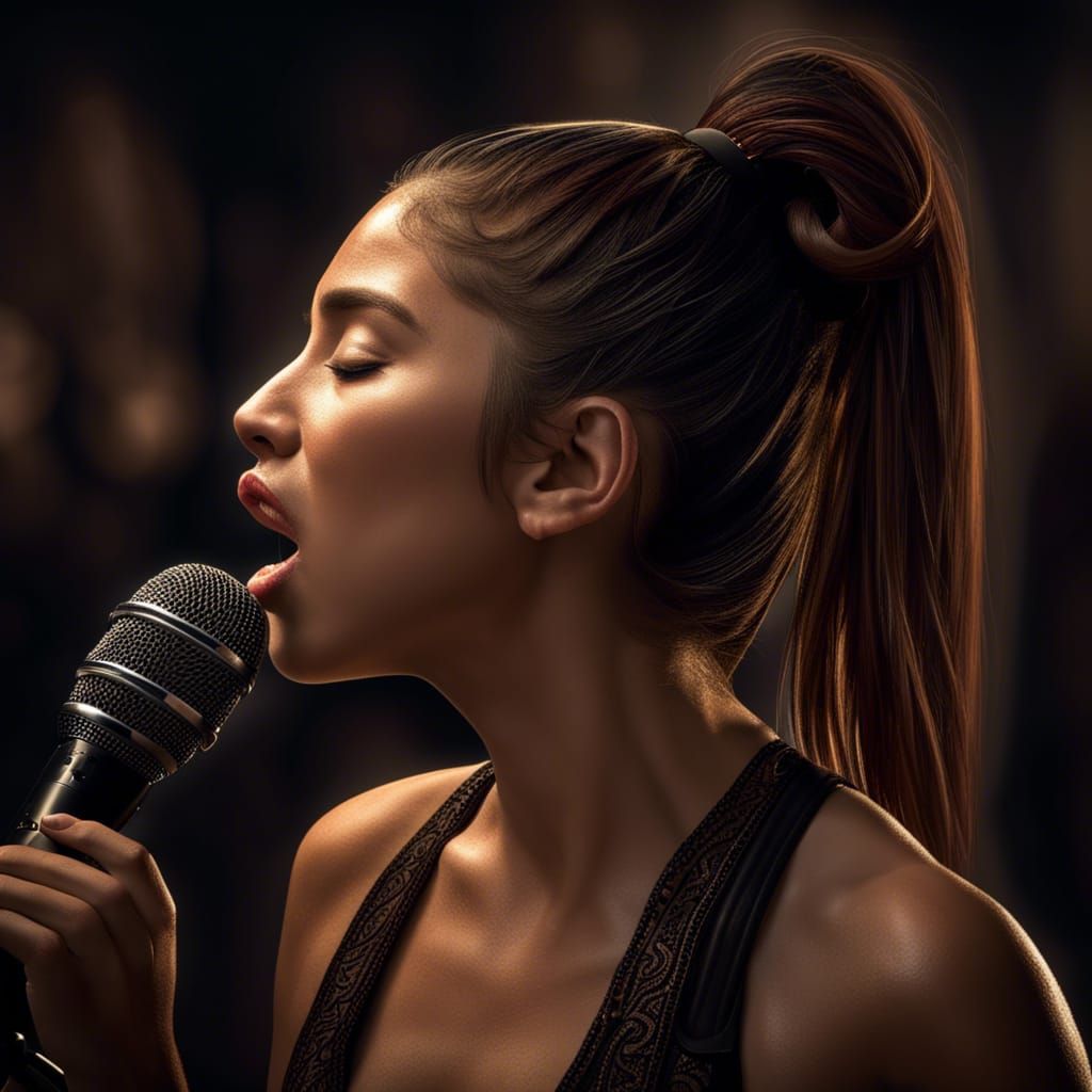 Hispanic Woman Singing a Moody Atmospheric Song