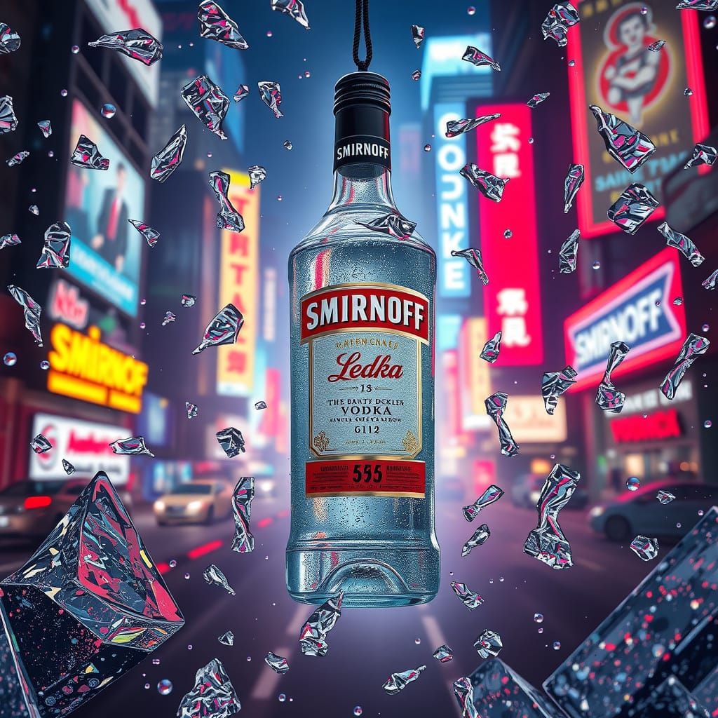 Cyberpunk Vodka Cathedral in Neon Haze