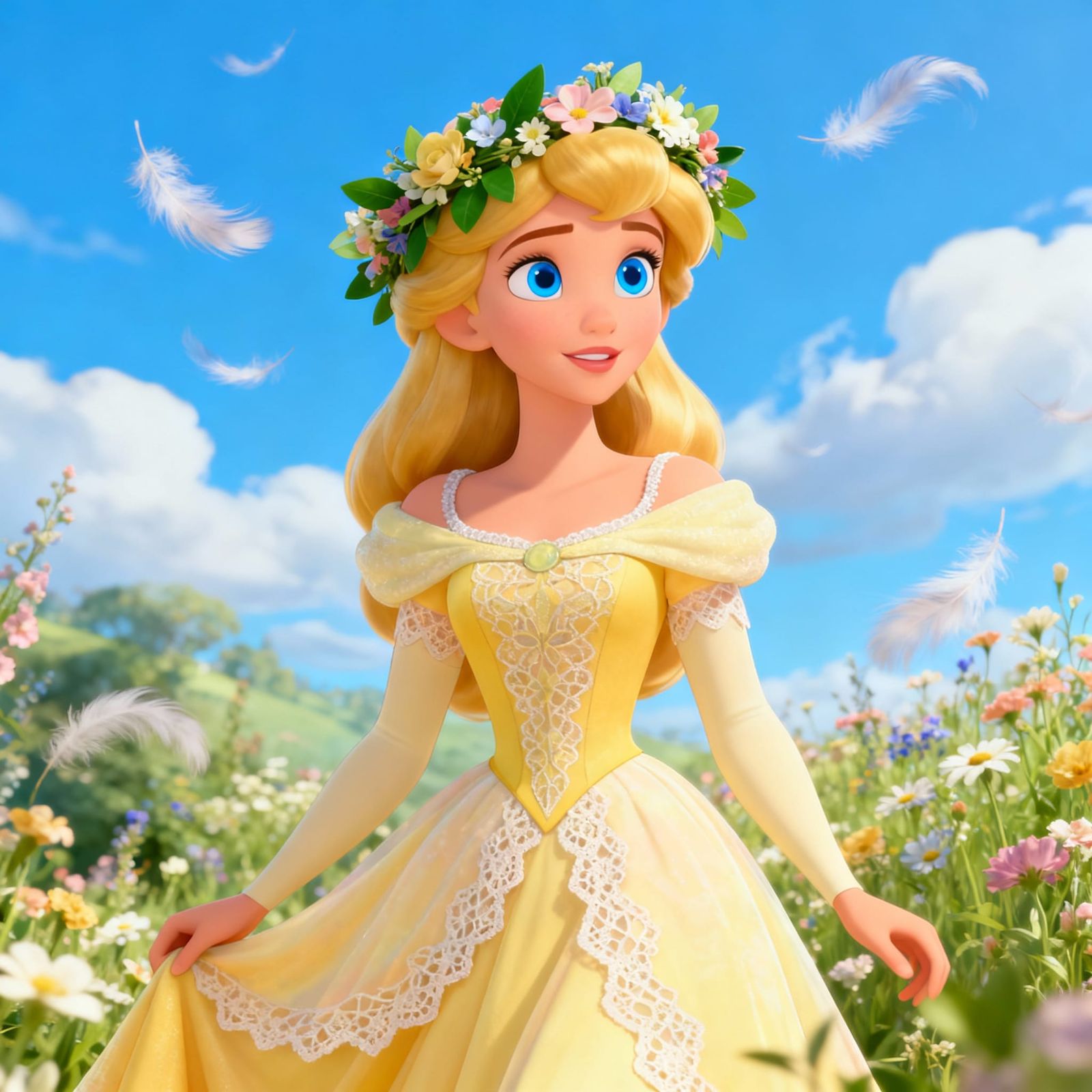 Young Princess Summer in Disney 3D Cartoon Style