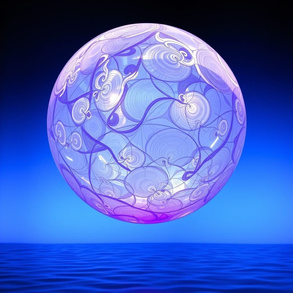 Luminous Glass Sphere with Fractals and Macon Rivers Inspira...