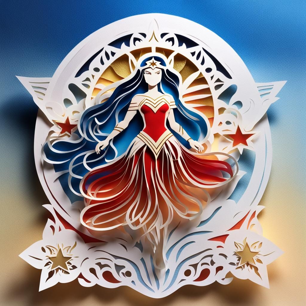 Wonder Woman Kirigami Paper Art in 3D