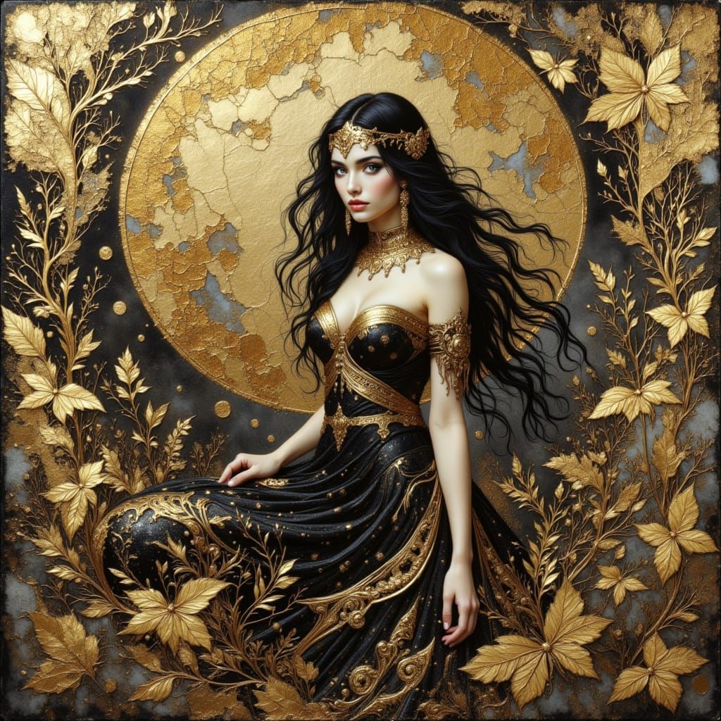 Royal Princess in Ancient Gold and Cloisonne Style