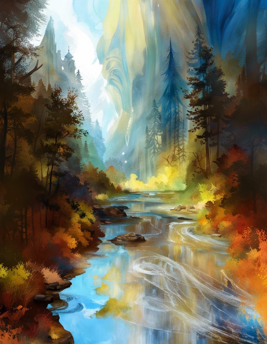 Handsome Elf in Autumn Forest, Splash Art