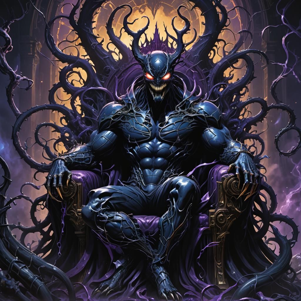 Venom as Psychedelic Monarch on Biomechanical Throne