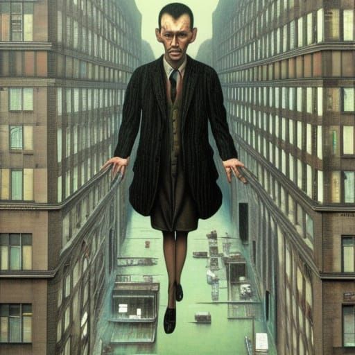Surreal Giants in the City: A Digital Nightmare