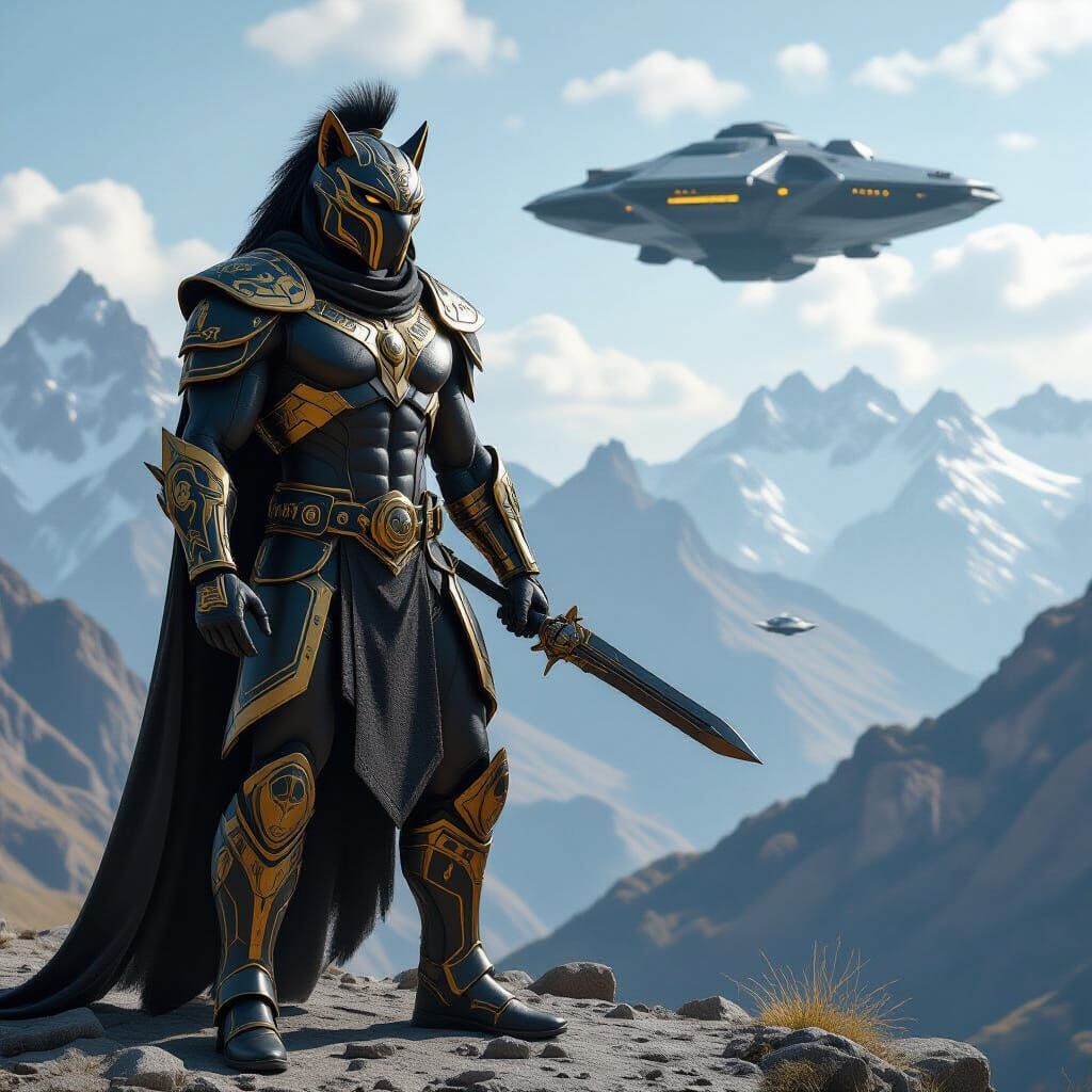 Futuristic Andean Warrior Defends Mountain Home