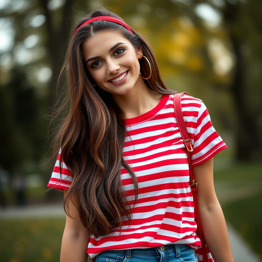 Radiant Woman in Park: Portrait Photography