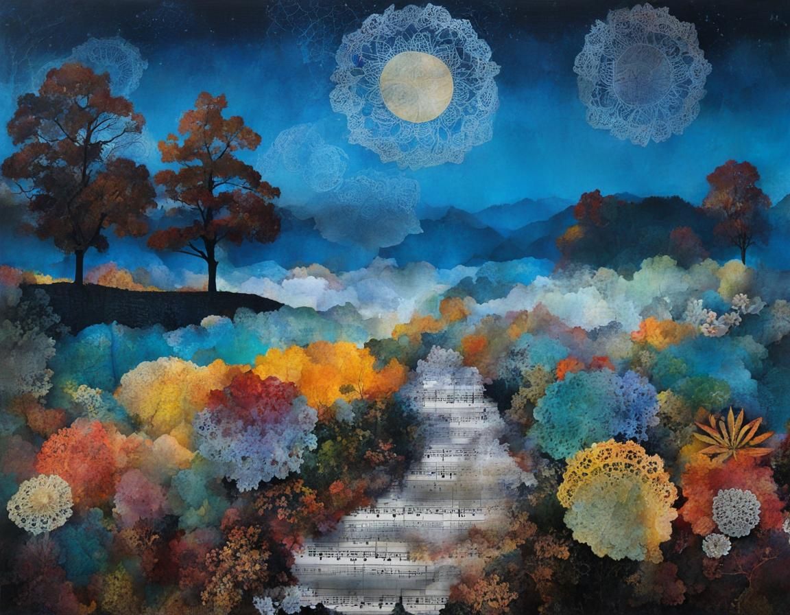 Autumn Mixed Media Collage Painting