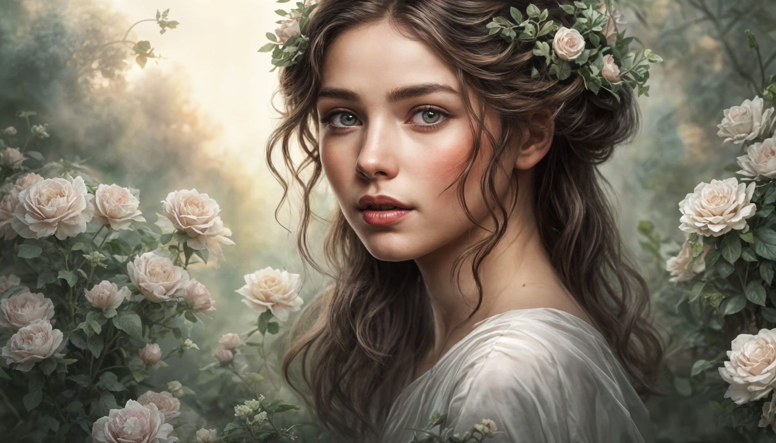 Youthful Girl with Braided Hair in Photo-Realistic Art