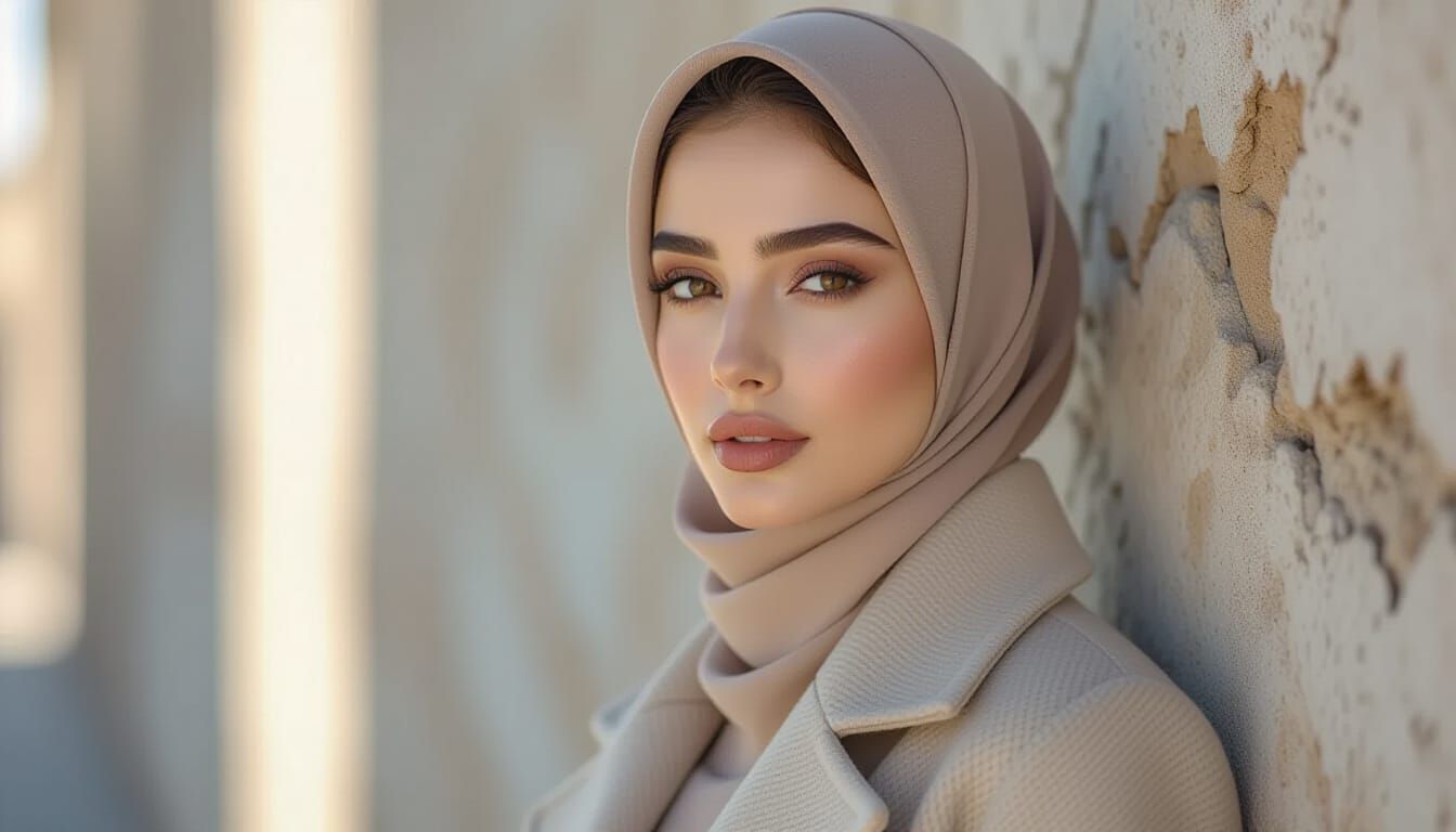 Elegant Woman with Modern Hijab in Soft Light