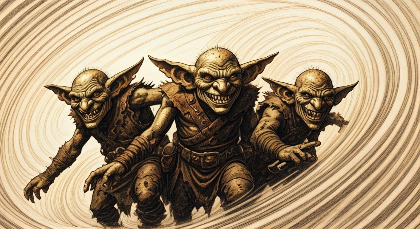 Mischievous Goblins in Abstract Expressionist Comic Art