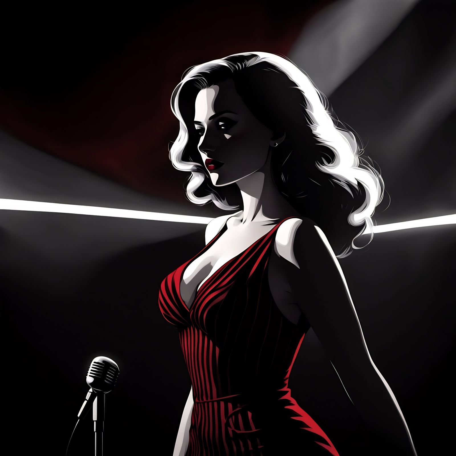 Gritty Noir Lounge Singer in Sin City Style