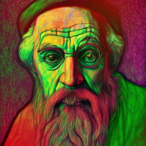 Clockwork Man Portrait in Klimt-Inspired Digital Art