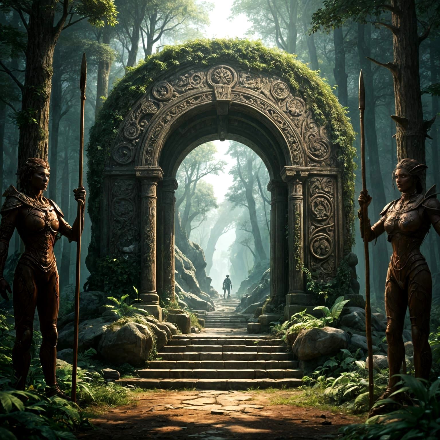 Ancient Stone Circle in Vibrant Forest Glade