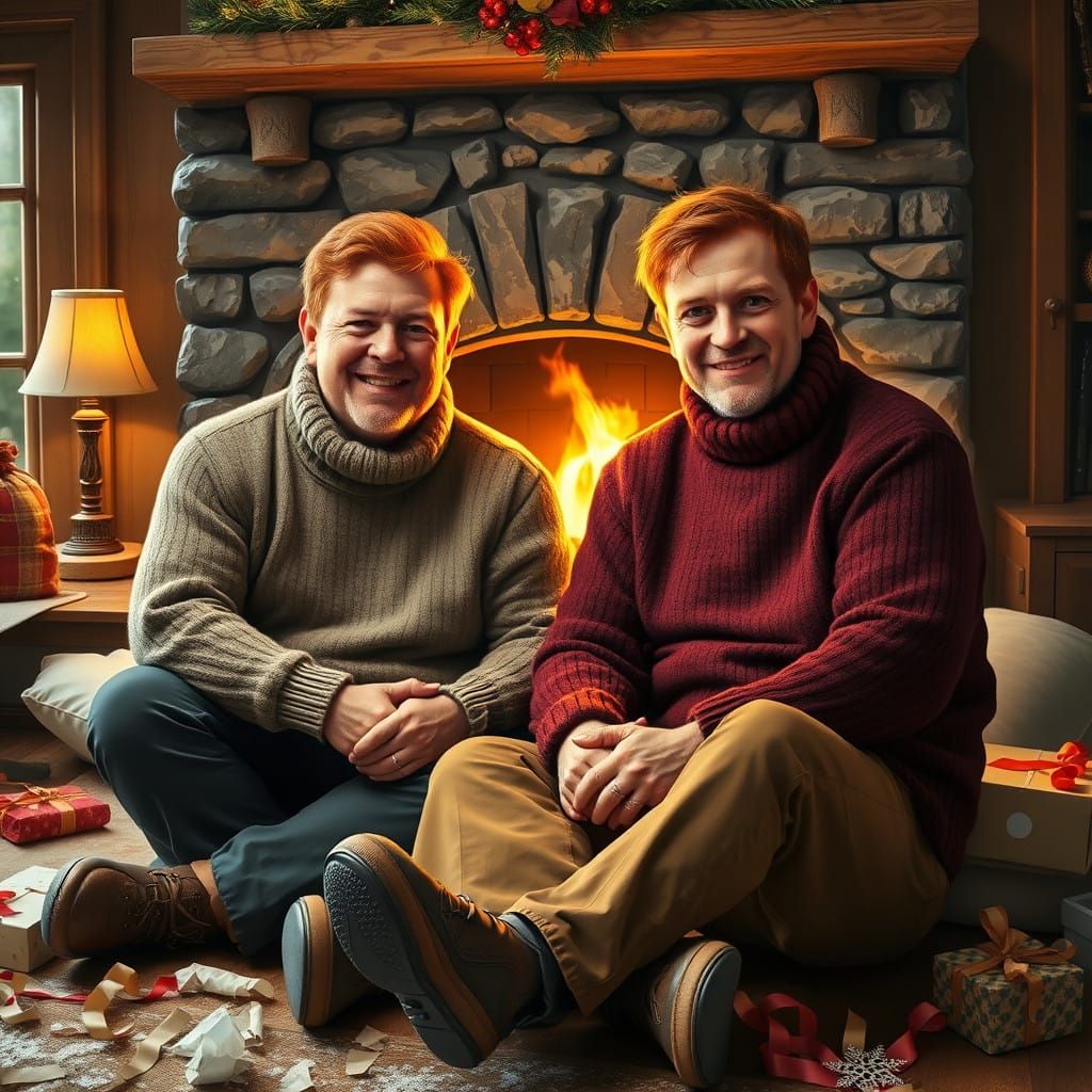 Cozy Christmas Morning with Two Gentlemanly Friends